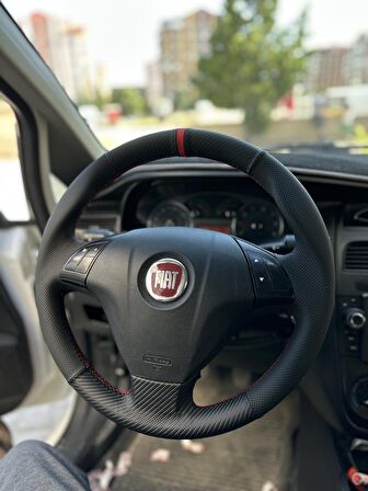 Fiat Linea Punto (Noktalı Karbon Kırmızı Yüzüklü ) Araca Özel Direksiyon