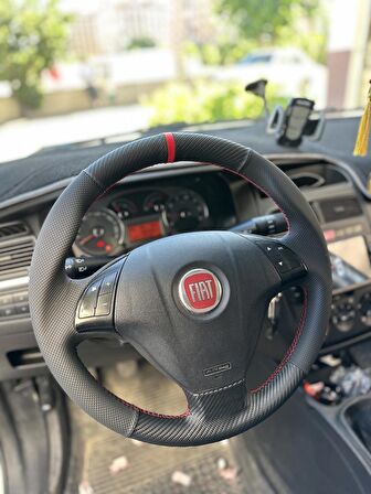 Fiat Linea Punto (Noktalı Karbon Kırmızı Yüzüklü ) Araca Özel Direksiyon
