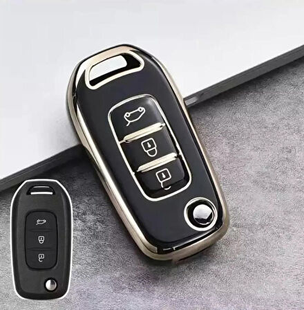 Renault Megane 4 Clio 5 Koleos Tpu Anahtar Kılıf (siyah-gold)