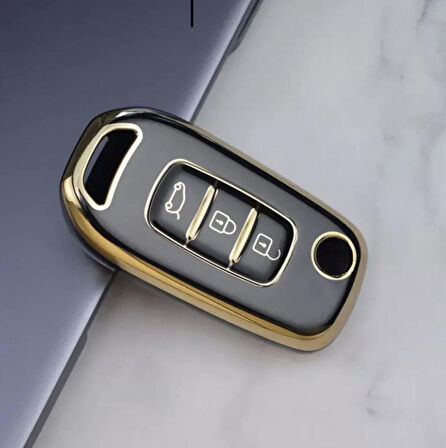 Renault Megane 4 Clio 5 Koleos Tpu Anahtar Kılıf (siyah-gold)