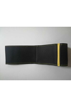 Üniversal Deri Direksiyon Kılıfı Sarı Yüzüklü Nubuk Noktalı  Ve Oto Boyun Yastığı