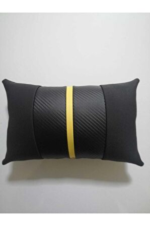 Üniversal Deri Direksiyon Kılıfı Sarı Yüzüklü Nubuk Noktalı  Ve Oto Boyun Yastığı