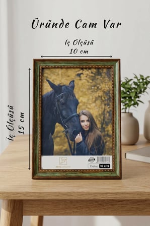 Antik Zarif 10x15 cm Yeşil Fotoğraf Çerçevesi Camlı Ayaklı Dekoratif Masaüstü & Duvar Tipi Plastik Çerçeve