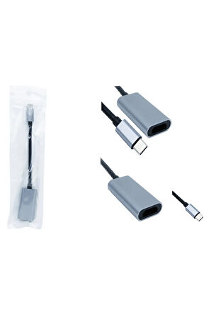 TYPE-C TO HDMI Gri Laptop Tablet Telefon PC TV Monitör Projeksiyon Uyumlu Aktarıcı Dönüştürücü