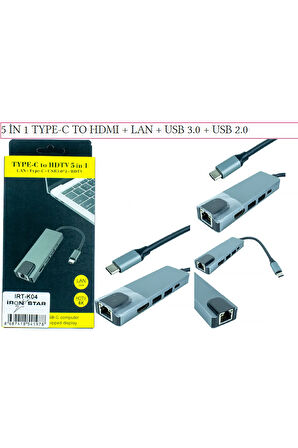 5 İN 1 TYPE-C TO HDMI LAN USB 3.0 USB 2.0 Tablet PC Telefon TV Monitör