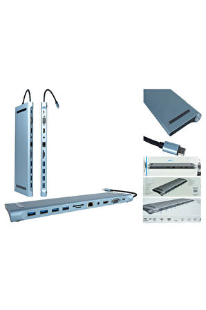 12 İN 1 TYPE-C HDMI VGA AUDIO Tablet PC Telefon TV Monitör Aktarıcı Dönüştürücü