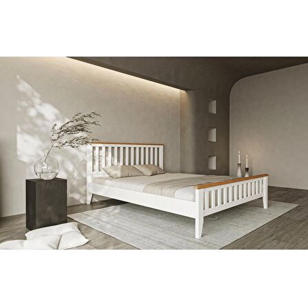 Perla Modern İnci Beyaz Çift Kişilik Karyola 160x200