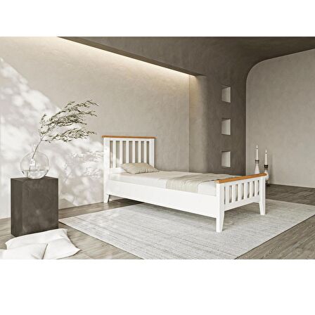 Perla Modern İnci Beyaz Tek Kişilik  Karyola 90x190