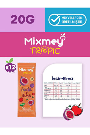 Mixmey İncir Meyve Bar 12 Adet | Doğal Ve Glutensiz Sağlıklı Atıştırmalık - 20gr X 12 Adet