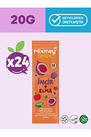 Mixmey İncir Meyve Bar 24 Adet | Doğal Ve Glutensiz Sağlıklı Atıştırmalık - 20gr X 24 Adet