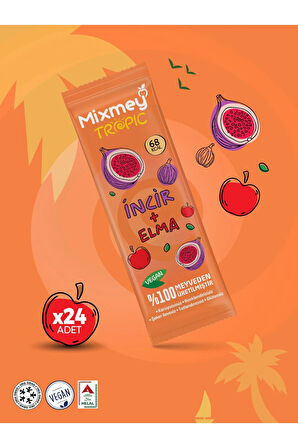 Mixmey İncir Meyve Bar 24 Adet | Doğal Ve Glutensiz Sağlıklı Atıştırmalık - 20gr X 24 Adet