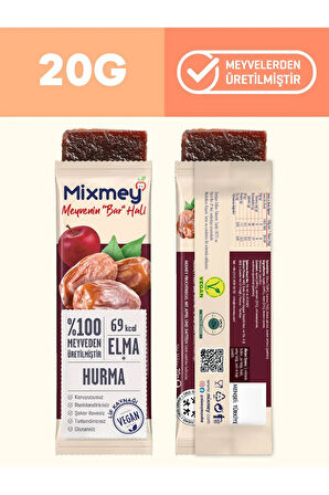 İncir + Hurma Karma Meyve Bar | Vegan, Doğal ve Glutensiz Sağlıklı Atıştırmalık 20g x 24 Adet