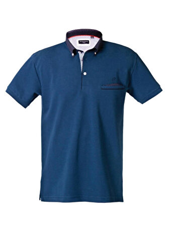 POLOKOTON % 100 PAMUK İndigo Renk Erkek Polo Yaka Cepli Kısa Kollu T-Shirt – Şık ve Rahat Tasarım