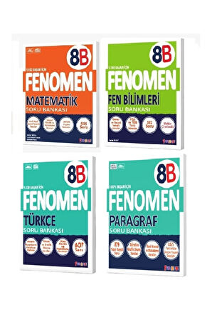 8. Sınıf Matematik (B) - Fen Bilimleri (B) - Türkçe (B) - Paragraf (B) Soru Bankası Seti (4 Kitap)