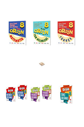 Orjin LGS 8. Sınıf Matematik Fen ve Türkçe Konu Özetli 1 ve 2. Dönem Soru Bankası Seti 8li