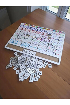 Ahşap İngilizce Eğitim Seti (İngilizce Öğreniyorum Tableti) - (Büyük Ölçü 39x29 Cm)