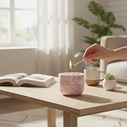 El Yapımı Dekoratif Taş Tozu Mum Kutu Modern ve Şık Takı Kutusu Kokulu Mum Saksı Organizer