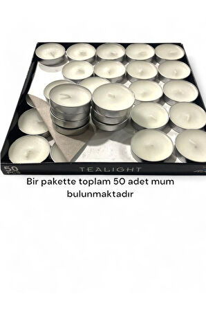 Tealight 50li Mum Parti Ve Özel Günler Için Uygun 1 Saat Tealight Kına 35 Mm Çap 12 Mm Boy