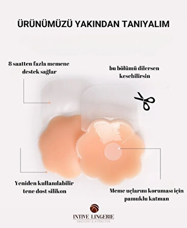 Intive Kadın Silikon Ten Rengi Çiçek Şekilli Meme Dikleştirici Göğüs Asansörü/Kapatıcı