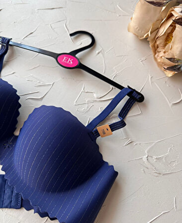 Jennie İthal Lazer Kesim Dikişsiz Parlak İpli El Kaplı Push-up Sütyen -FK1204