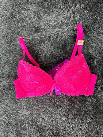 Barbie Pembe Double Push-up Dantelli İthal Sütyen