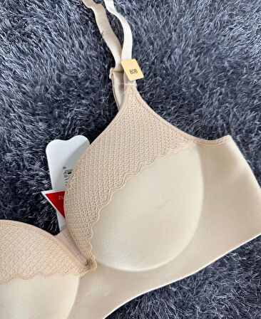 Günlük Kullanım Lazer Kesim Push-up Destekli Yumuşak Sütyen (Ekru, Pudra, Siyah, Yeşil)