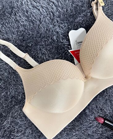 Günlük Kullanım Lazer Kesim Push-up Destekli Yumuşak Sütyen (Ekru, Pudra, Siyah, Yeşil)