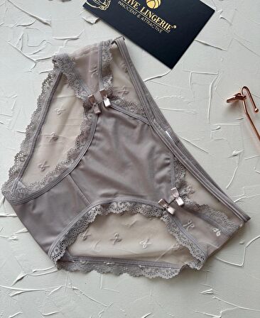Arya Japon Style Arkası Tül Cut-Out Dantel Detaylı Cheeky Külot/Slip-2853