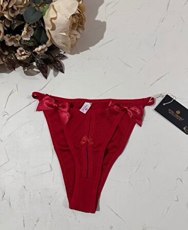 Feel Lady Kırmızı Yanları Kurdeli Önü Cut-Out Detaylı Şirin Slip/Külot -1033