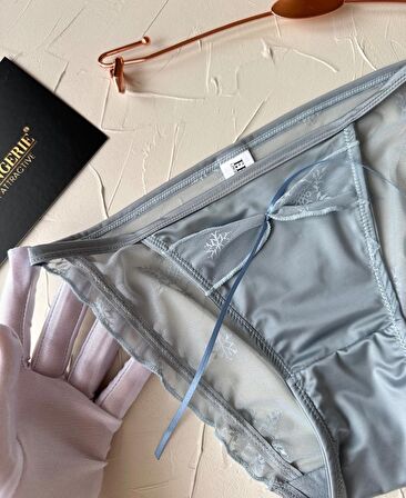 Lucia Japon Style Arkası Tül Saten Kurdele Detaylı Cheeky Külot/Slip-2858