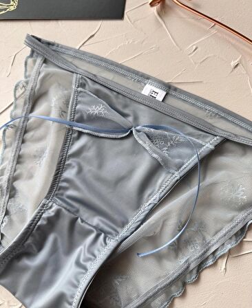 Lucia Japon Style Arkası Tül Saten Kurdele Detaylı Cheeky Külot/Slip-2858
