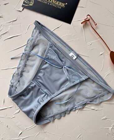 Lucia Japon Style Arkası Tül Saten Kurdele Detaylı Cheeky Külot/Slip-2858
