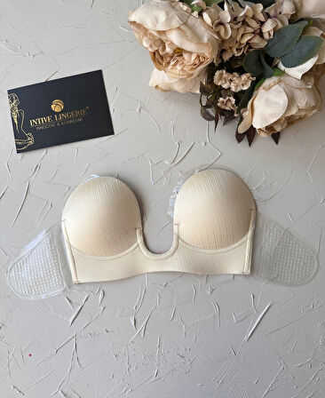 Intive Revolution Yeni Nesil Parlak Yüzeyli V Yaka Yanlardan Yapıştırma Hayalet Straplez Sütyen