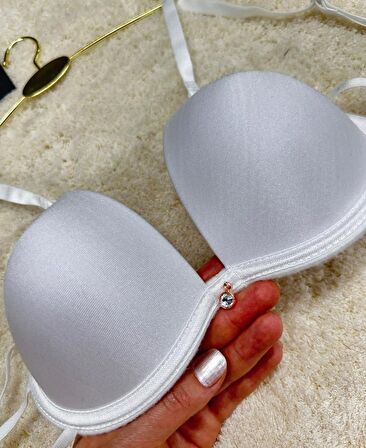 Le Jardin Valeria Biyeli Taşlı Mikro Push-up Arkası İp Detaylı Sütyen - 7007