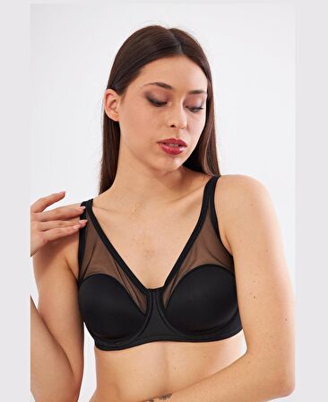 Le Jardin Linda Tül Detaylı Toparlayıcı İnce Soft Cup Sütyen (B-C CUP) -9200