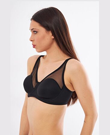 Le Jardin Linda Tül Detaylı Toparlayıcı İnce Soft Cup Sütyen (B-C CUP) -9200