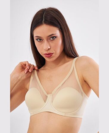 Le Jardin Linda Tül Detaylı Toparlayıcı İnce Soft Cup Sütyen (B-C CUP) -9200