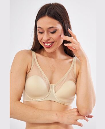 Le Jardin Linda Tül Detaylı Toparlayıcı İnce Soft Cup Sütyen (B-C CUP) -9200