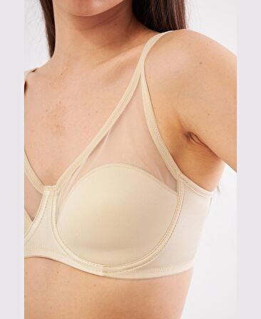 Le Jardin Linda Tül Detaylı Toparlayıcı İnce Soft Cup Sütyen (B-C CUP) -9200
