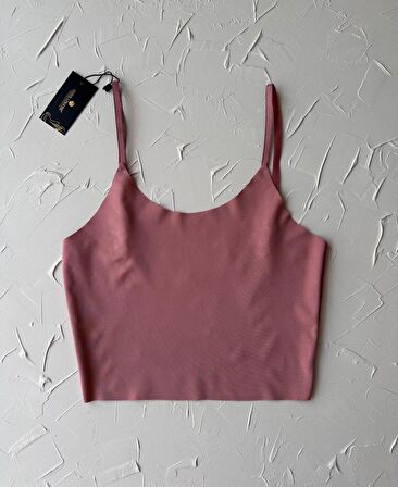 İnce Askılı Dikişsiz V Yaka İz Yapmaz Büstiyer/Croptop