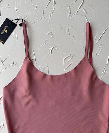 İnce Askılı Dikişsiz V Yaka İz Yapmaz Büstiyer/Croptop