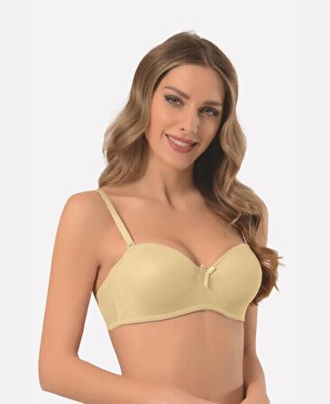 NBB Straplez Kesim Desteksiz Balenli Sütyen (Ten, Siyah, Beyaz, Pudra)