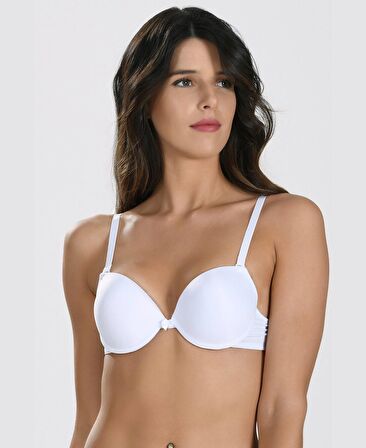 NBB Destekli Push-up Balenli V Yaka Kesim Cuplı Basic Sütyen- 3529