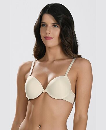 NBB Destekli Push-up Balenli V Yaka Kesim Cuplı Basic Sütyen- 3529