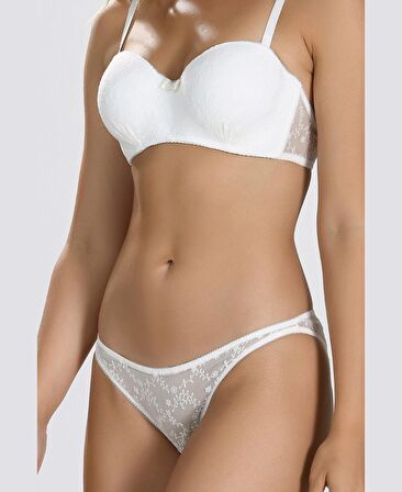 NBB Kadın Dantelli Lotus Straplez Balensiz Sütyen Cheeky Külot Takım -4503