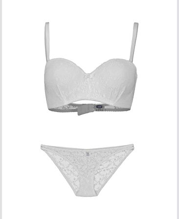 NBB Kadın Dantelli Lotus Straplez Balensiz Sütyen Cheeky Külot Takım -4503