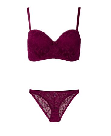 NBB Kadın Dantelli Lotus Straplez Balensiz Sütyen Cheeky Külot Takım -4503