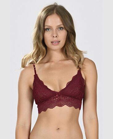 Dantelli Kaplı Balensiz Ayarlanabilir Askılı Üçgen Kesim Transparan Bralet (Lacivert, Ekru, Bordo)