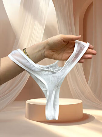 NBB Beyaz Dantelli Straplez Kesim Push-up Tangası Şerit Detaylı Sütyen Takım