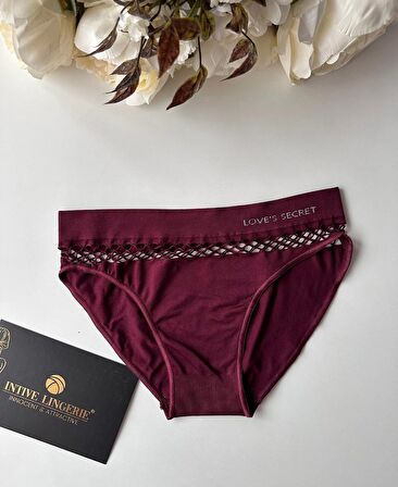 Kadın Dikişsiz Antibakteriyel Sportwear Fileli Slip/Bikini (Siyah, Bordo, Kahverengi, Lacivert)